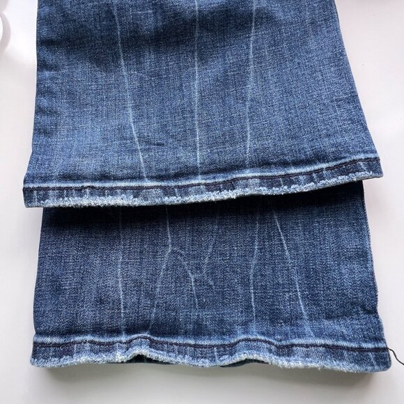 ReRock for Express Flared Low Rise Denim Jeans Distressed Style Womens Size 12L - Picture 9 of 16